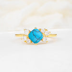 SR12947 Turquoise Ring - Yellow-Gold