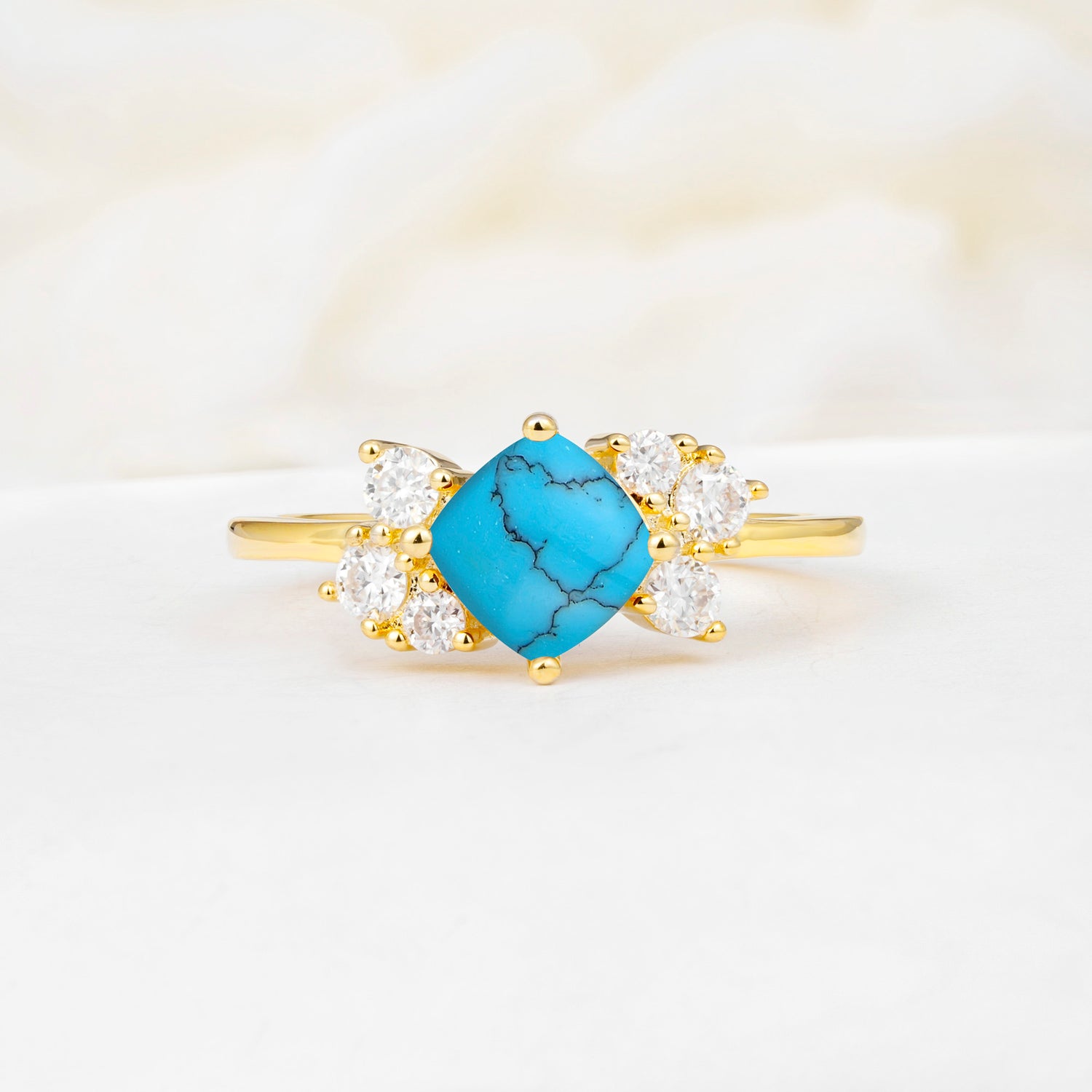 SR12947 Turquoise Ring - Yellow-Gold