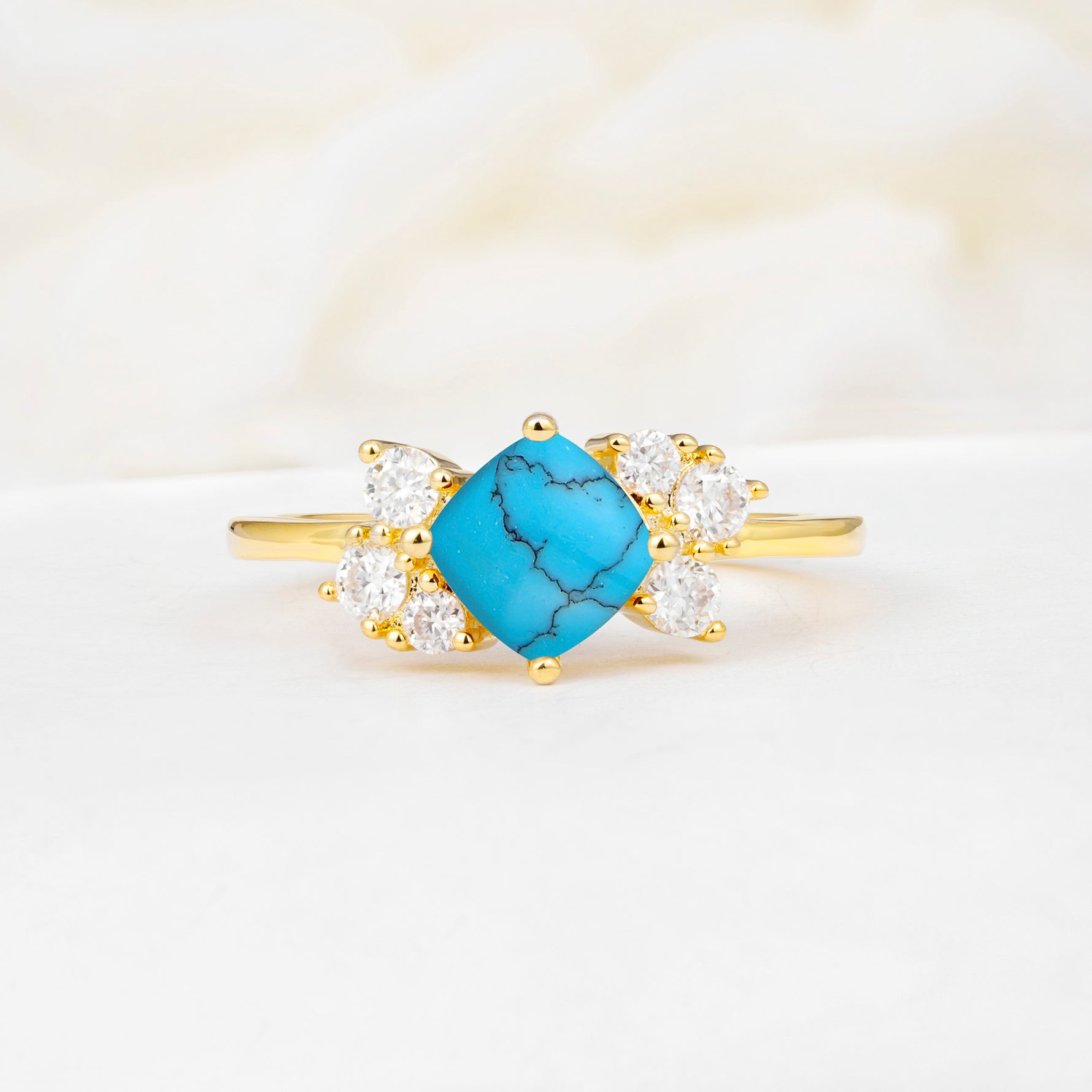 SR12947 Turquoise Ring - Yellow-Gold