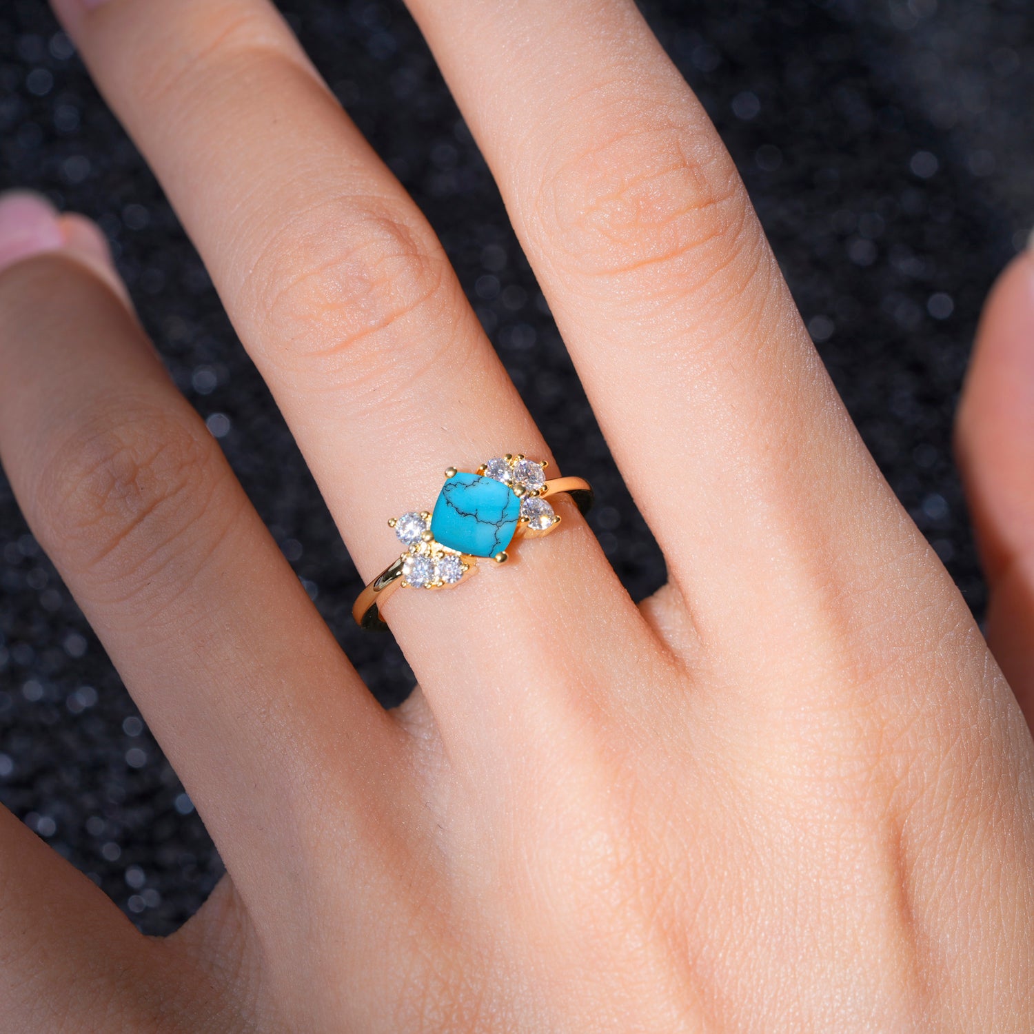 SR12947 Turquoise Ring - Rose-Gold