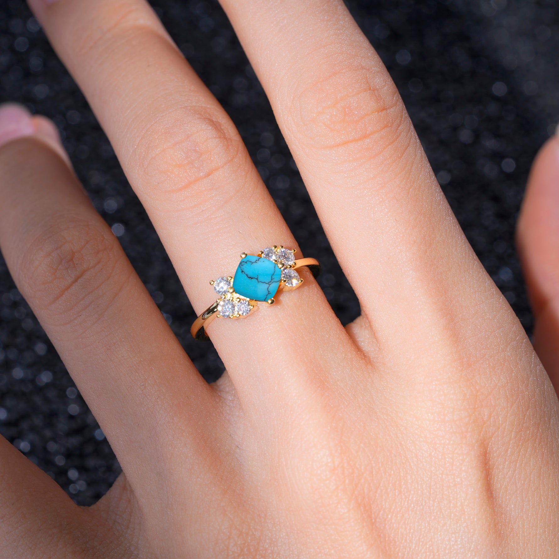 SR12947 Turquoise Ring - Rose-Gold