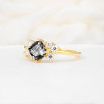 SR12947 Black Rutilated Quartz Ring - White-Gold