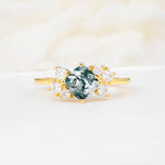 SR12947 Moss Agate Ring - Yellow-Gold