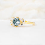 SR12947 Moss Agate Ring - White-Gold