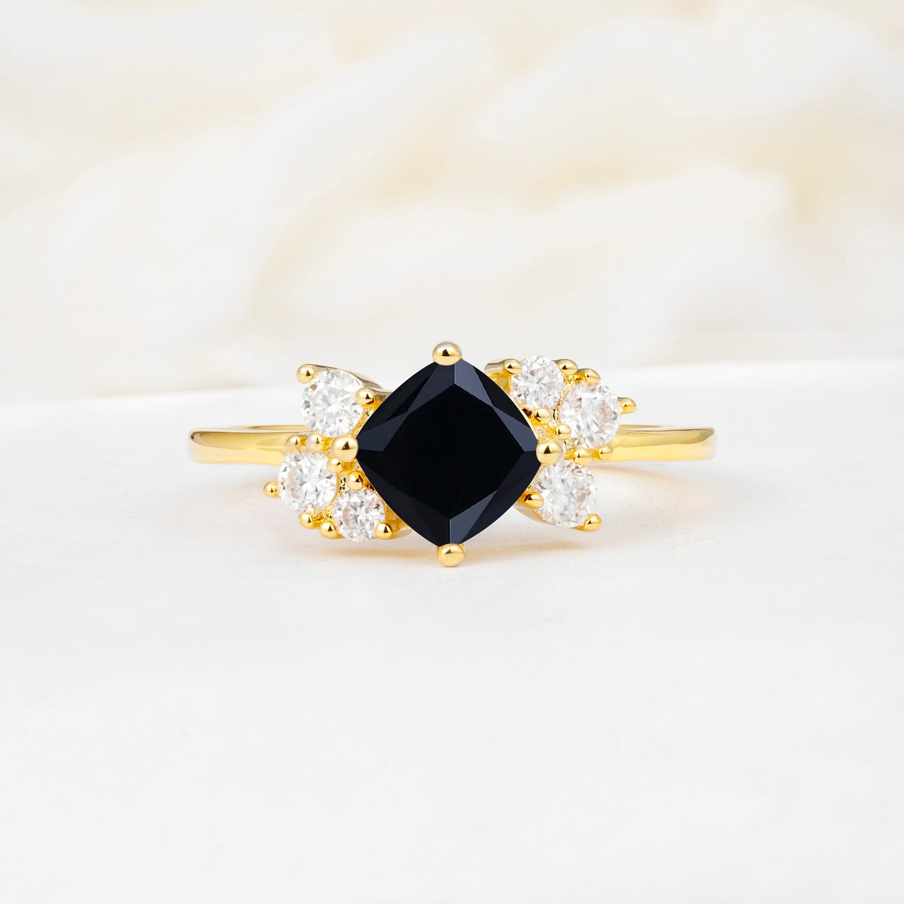 SR12947 Black Onyx Ring - Yellow-Gold