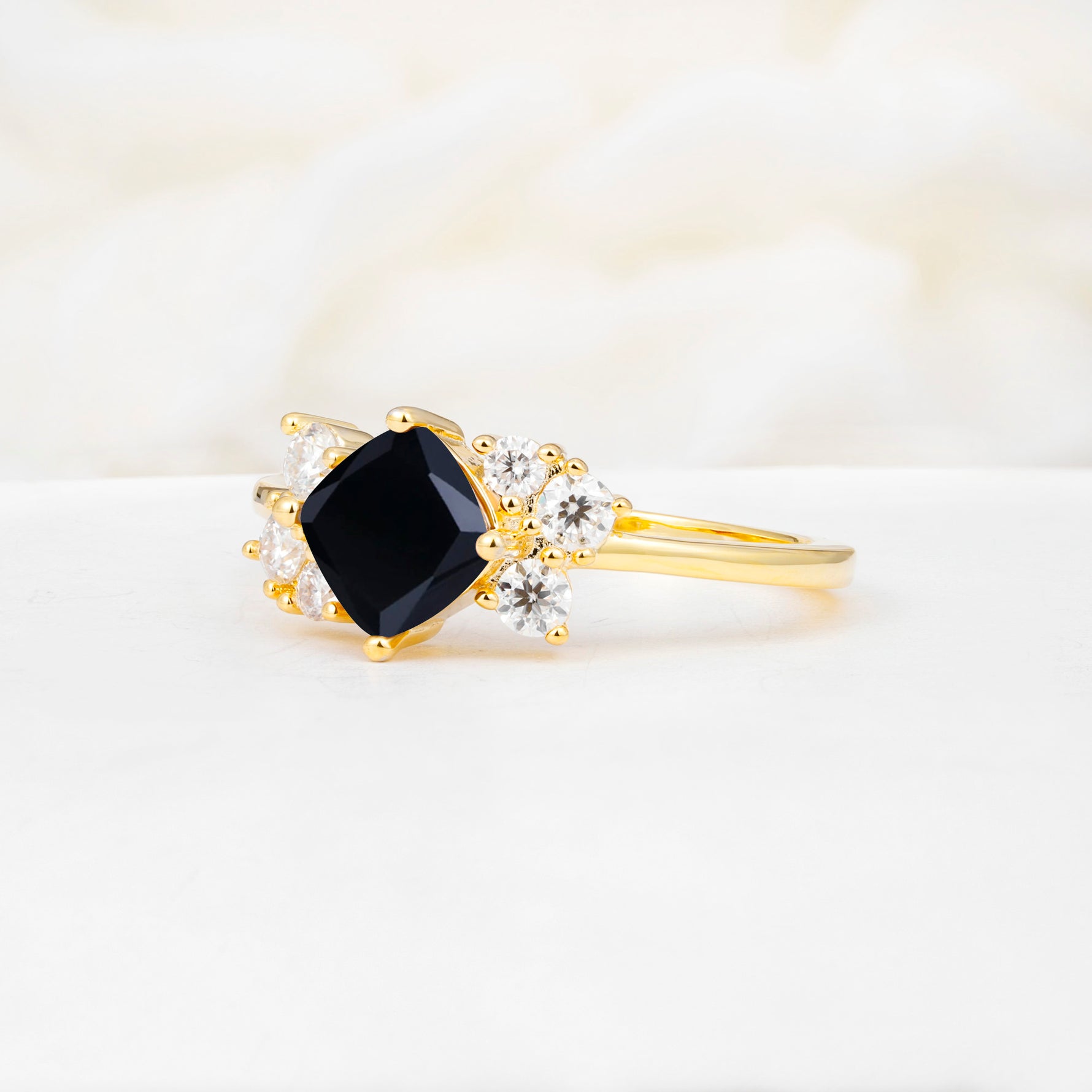 SR12947 Black Onyx Ring - White-Gold