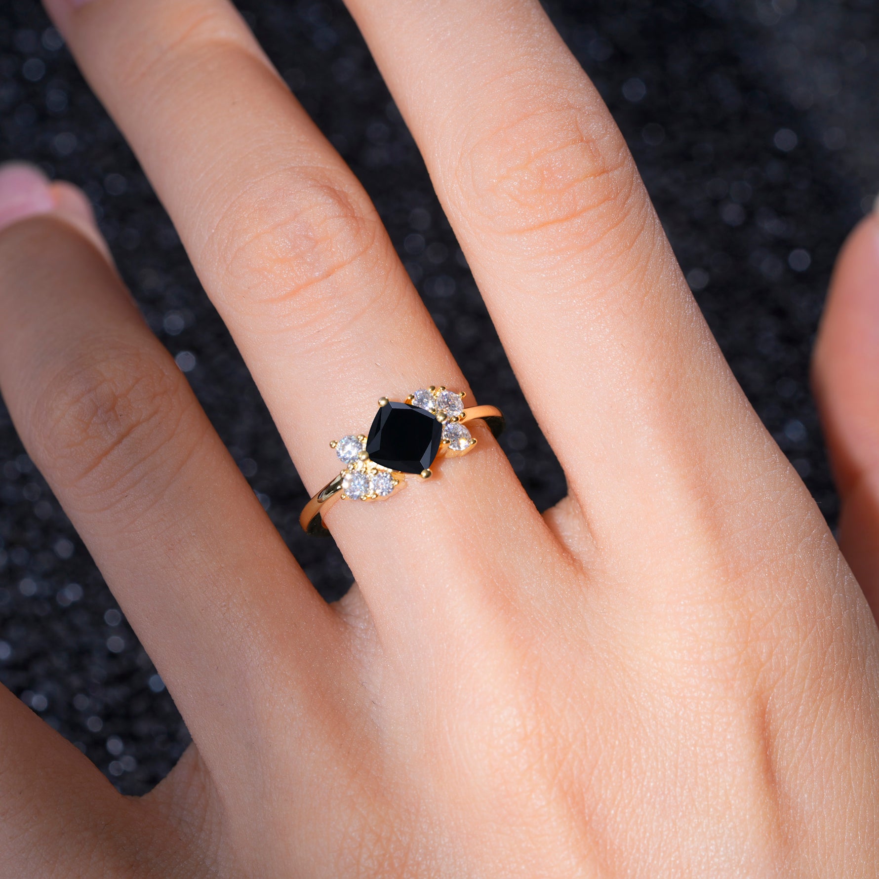 SR12947 Black Onyx Ring - Rose-Gold