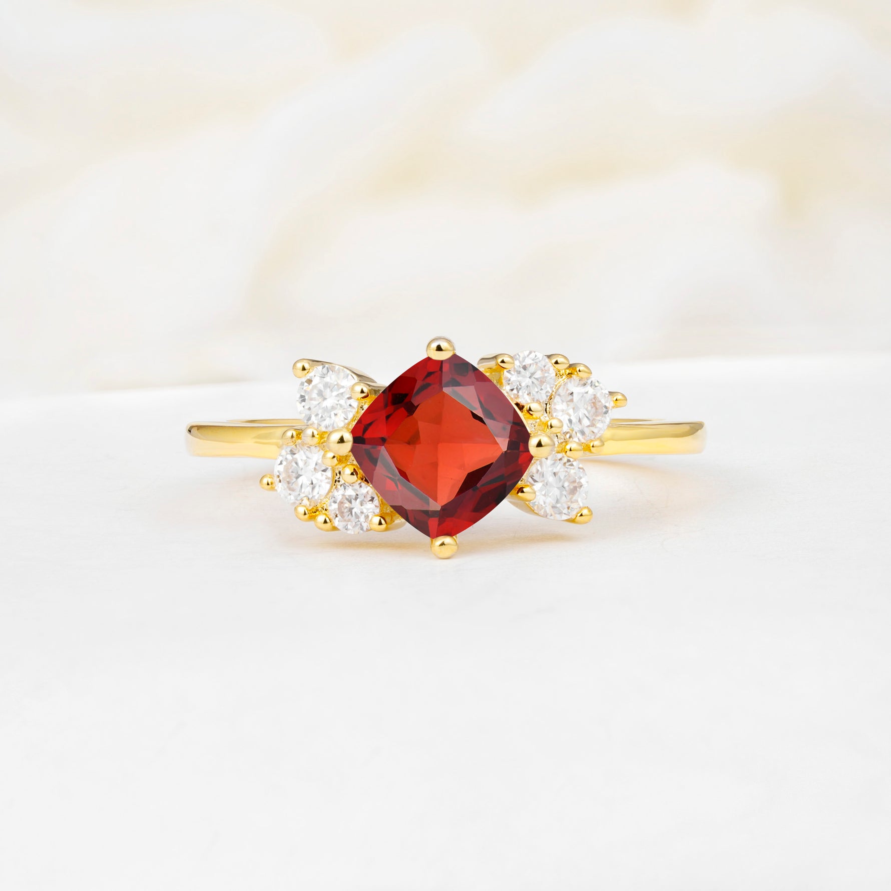 SR12947 Garnet Ring - Yellow-Gold