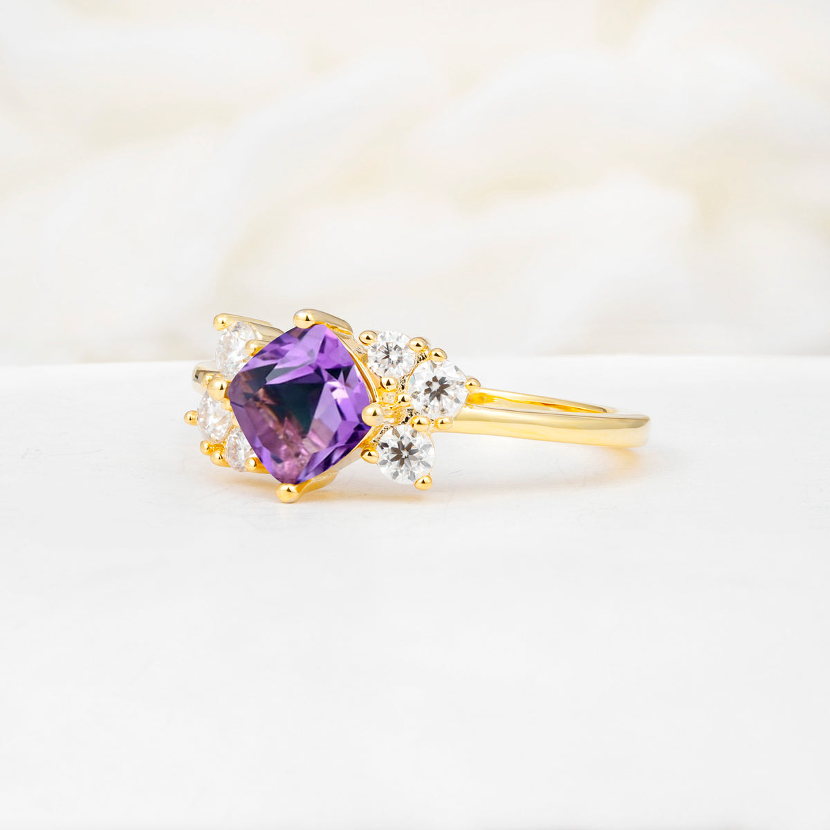SR12947 Amethyst Ring - White-Gold