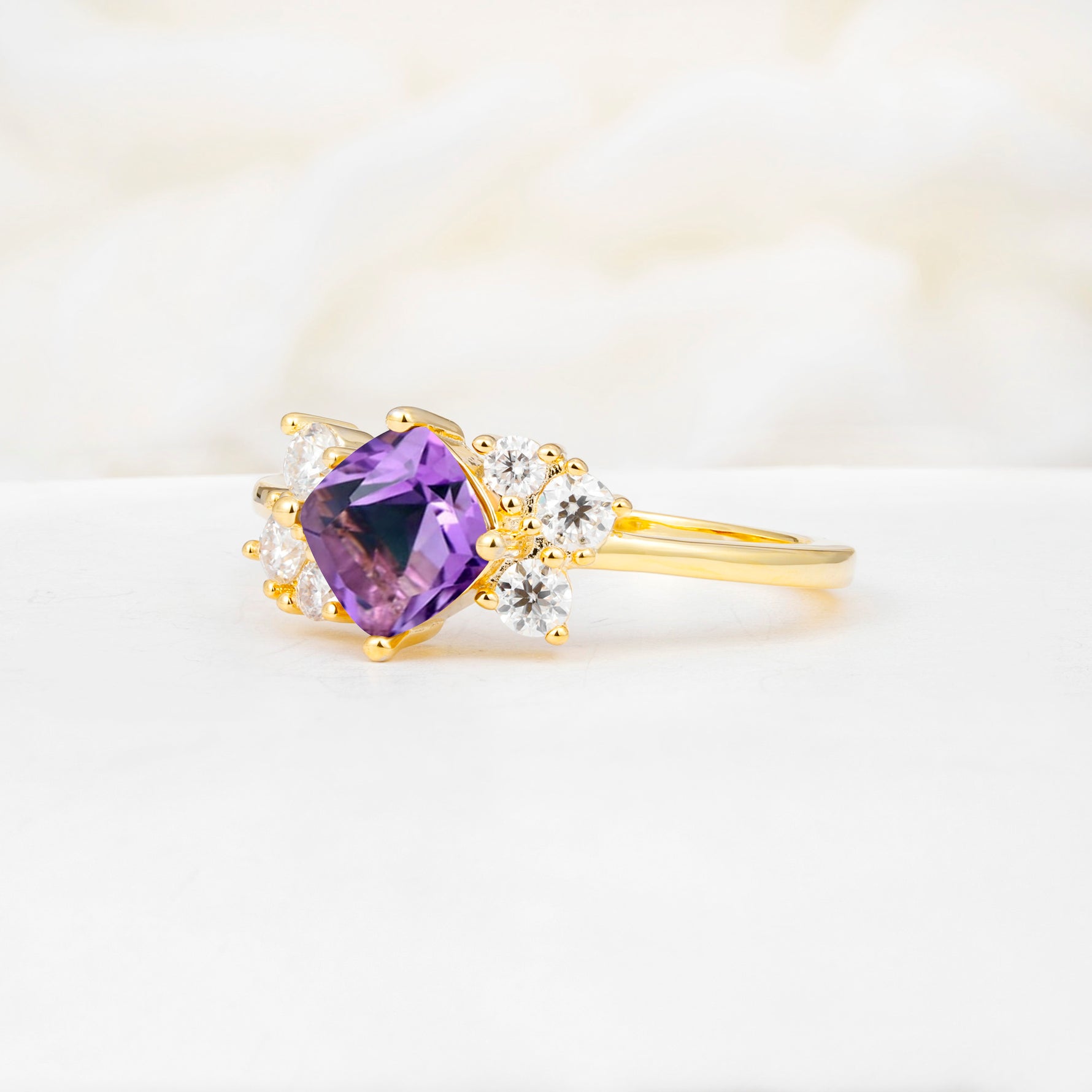 SR12947 Amethyst Ring - White-Gold