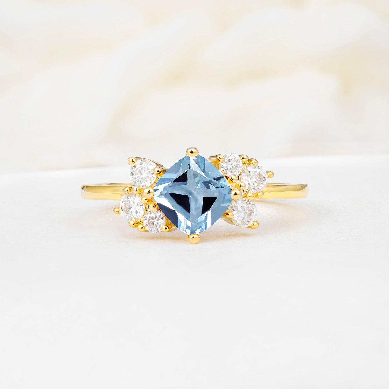 SR12947 Aquamarine Ring - Yellow-Gold