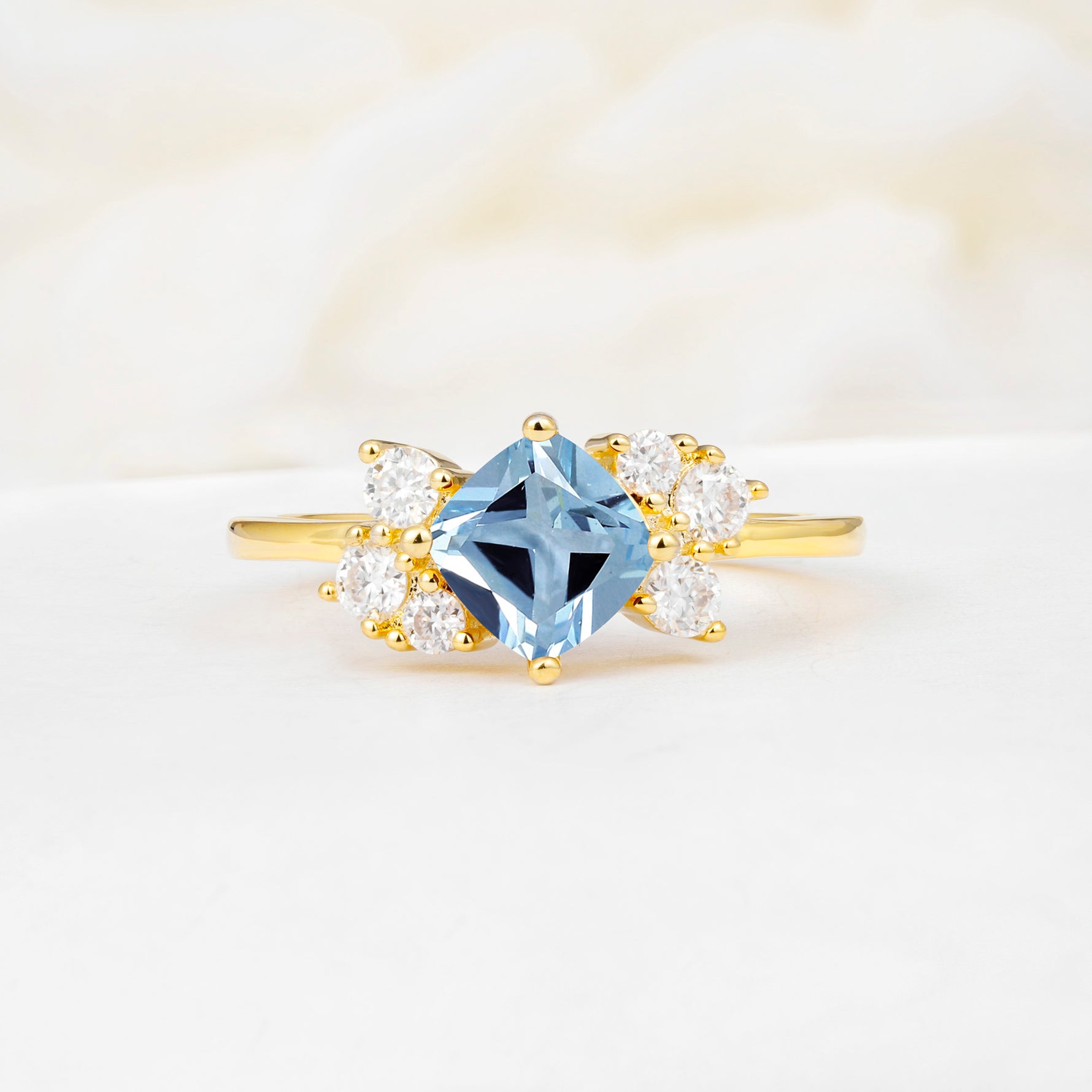 SR12947 Aquamarine Ring - Yellow-Gold