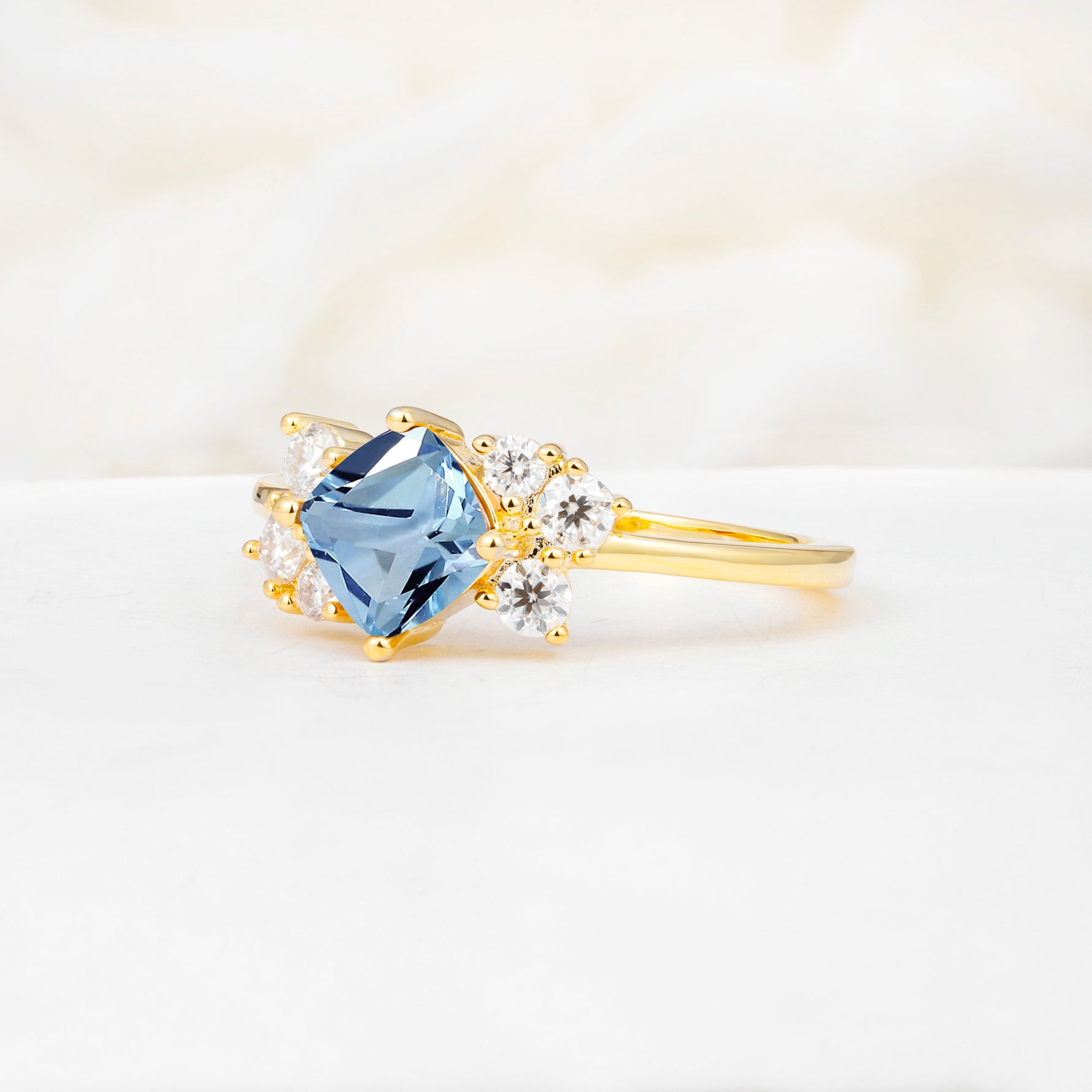 SR12947 Aquamarine Ring - White-Gold