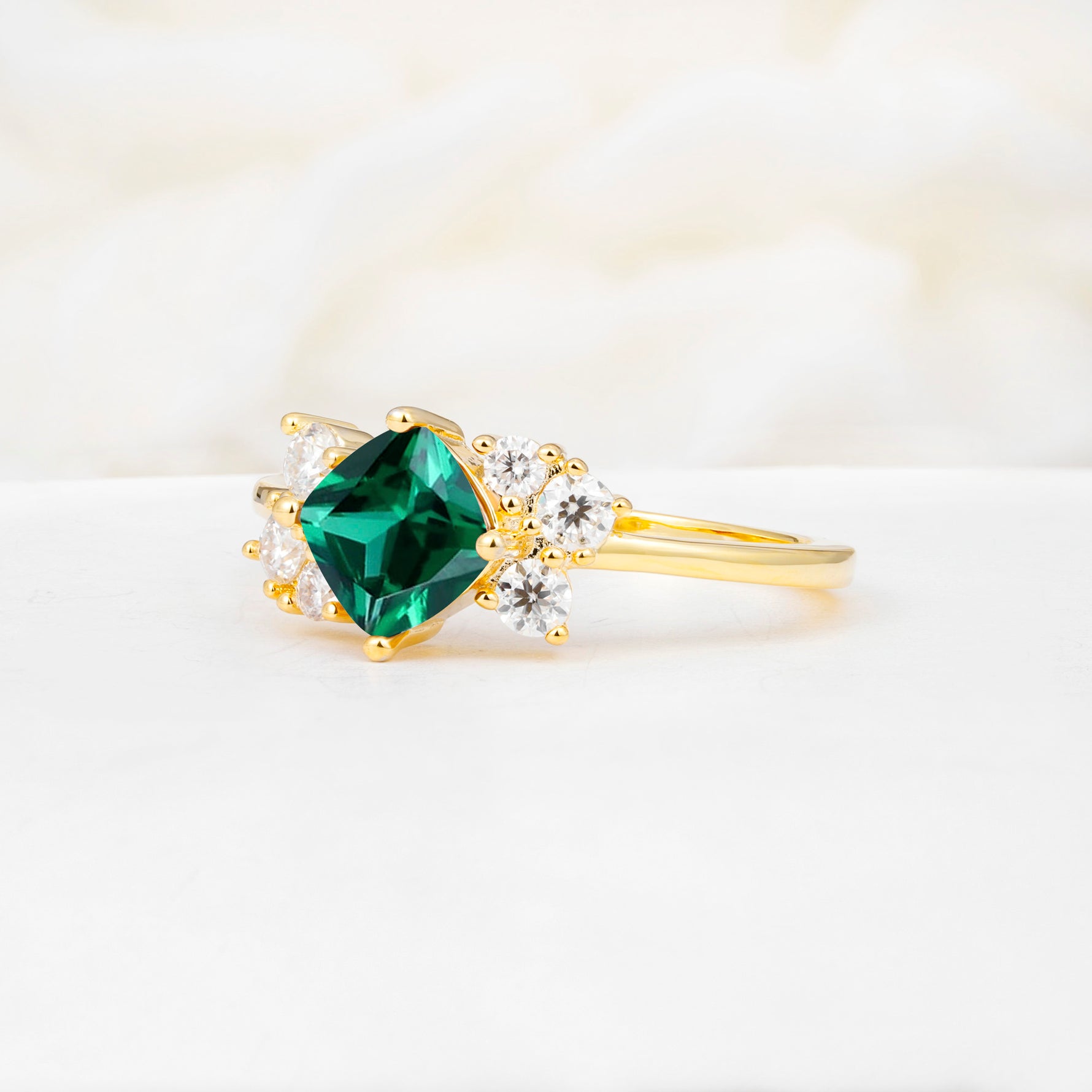 SR12947 Emerald Ring - White-Gold