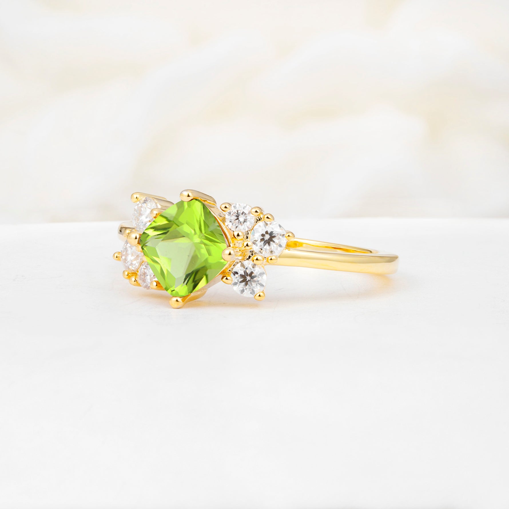 SR12947 Peridot Ring - White-Gold