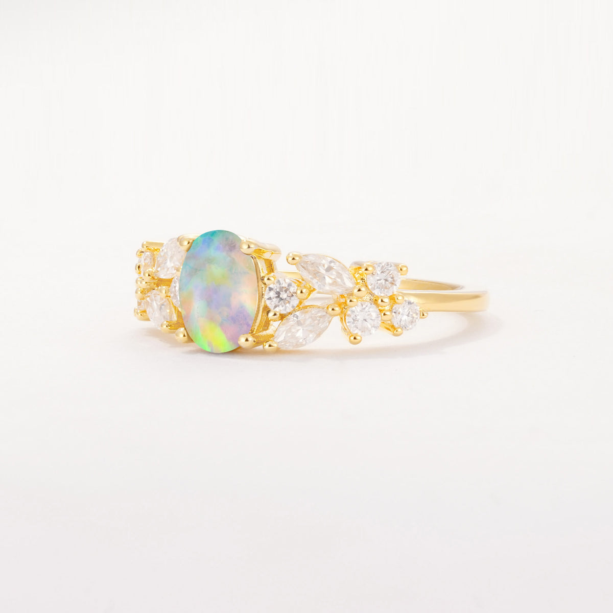 SR12948 Fire Opal Ring - White-Gold