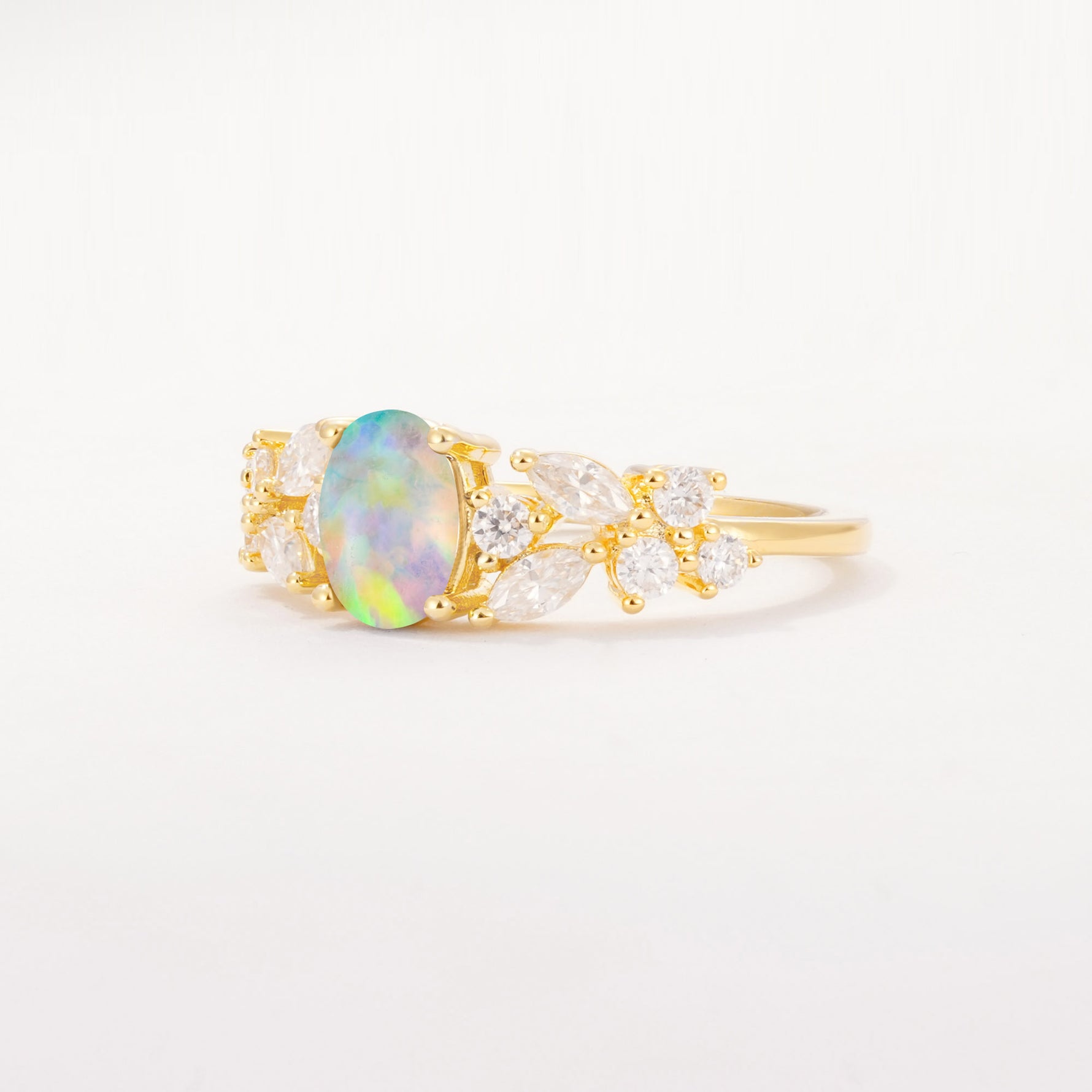 SR12948 Fire Opal Ring - White-Gold
