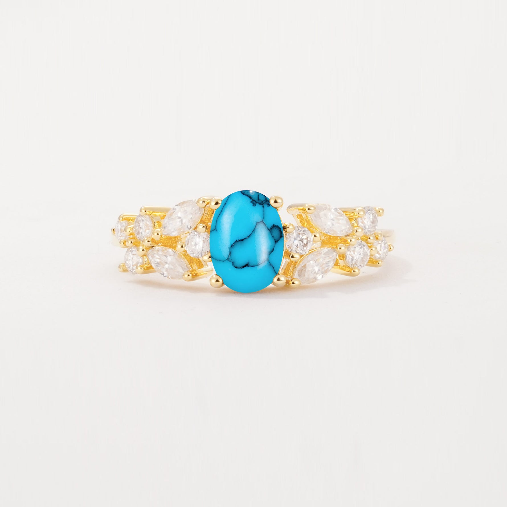SR12948 Turquoise Ring - Yellow-Gold