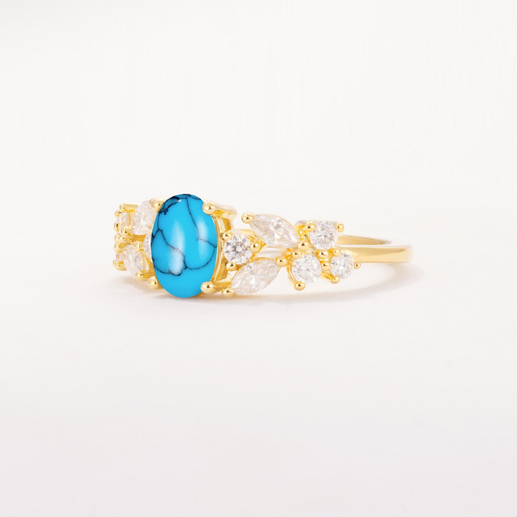 SR12948 Turquoise Ring - White-Gold