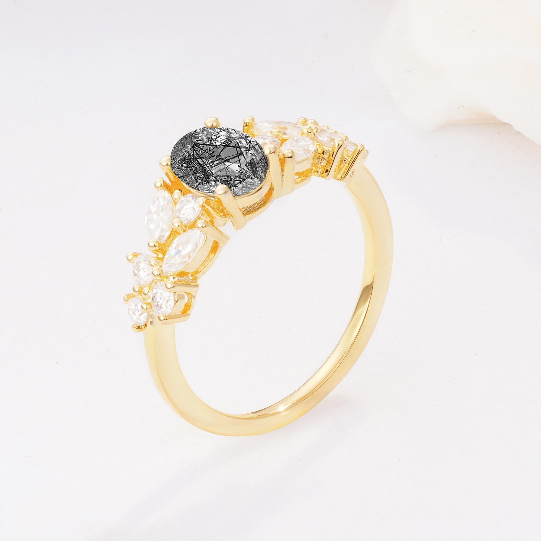 SR12948 Black Rutilated Quartz Ring - Additional view