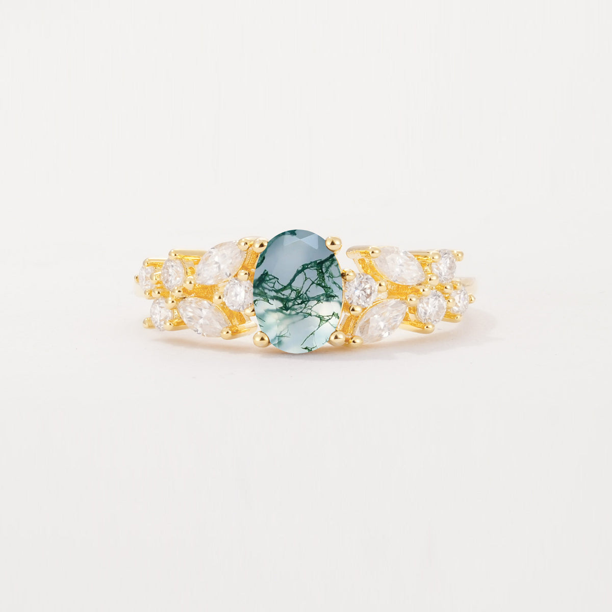 SR12948 Moss Agate Ring - Yellow-Gold