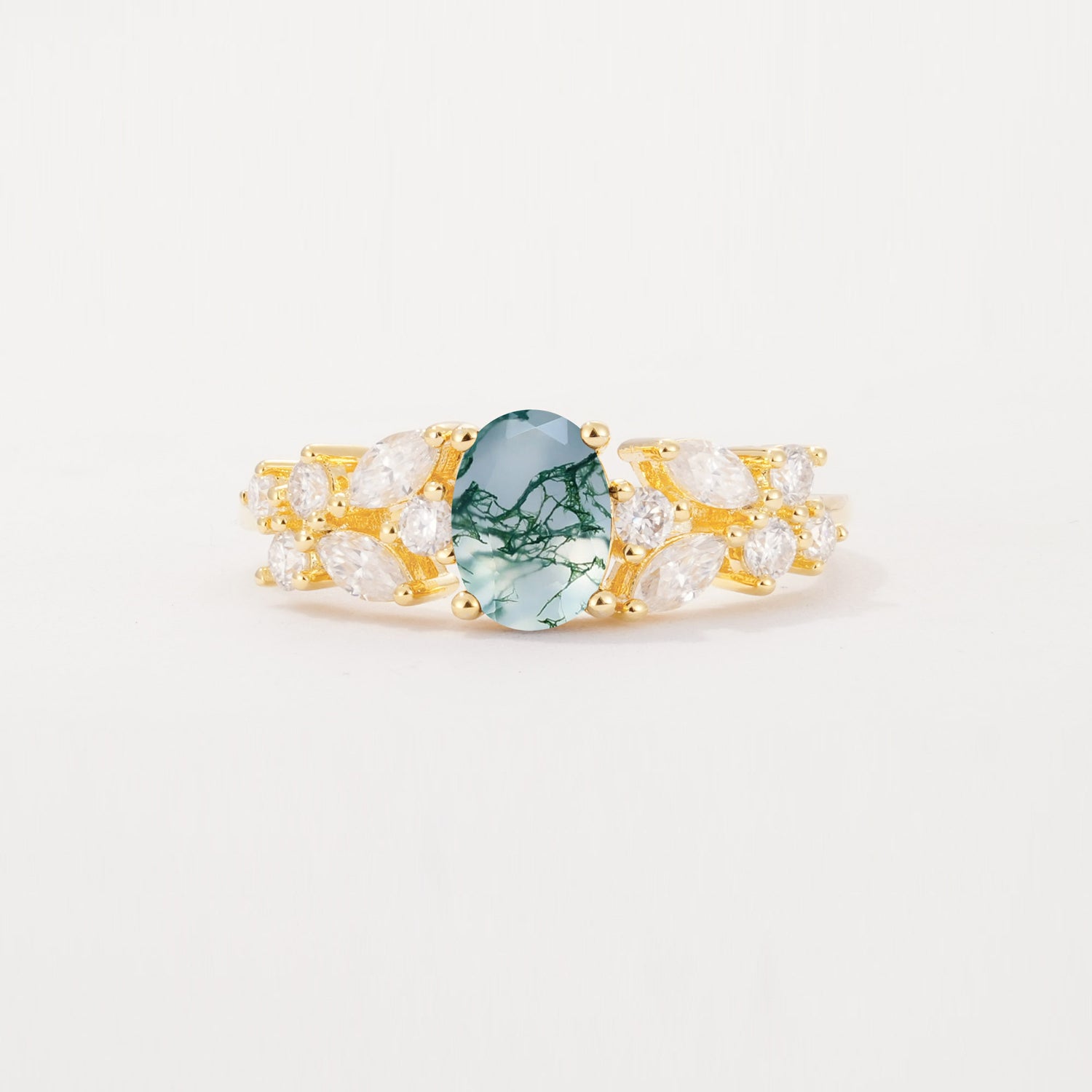 SR12948 Moss Agate Ring - Yellow-Gold