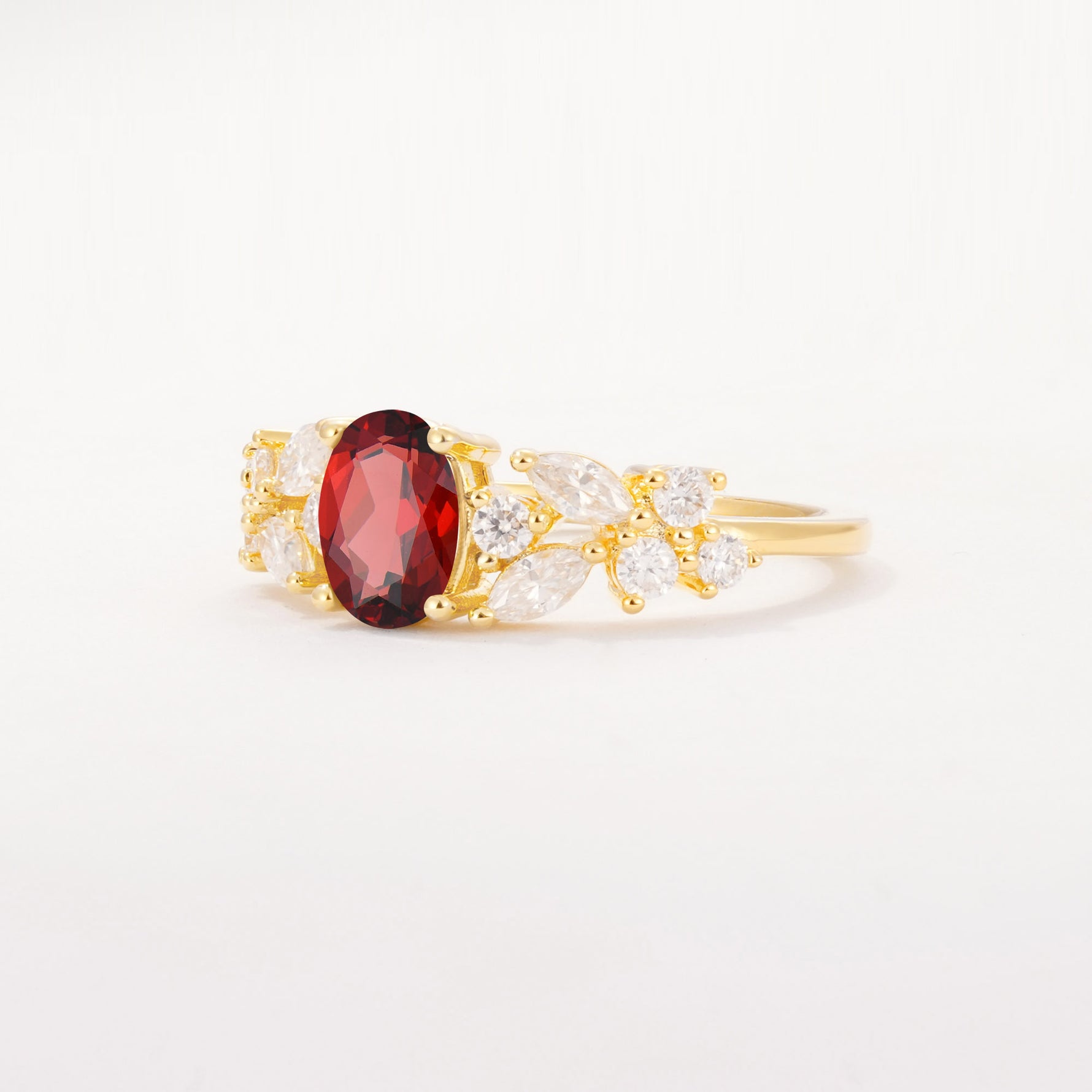 SR12948 Garnet Ring - White-Gold