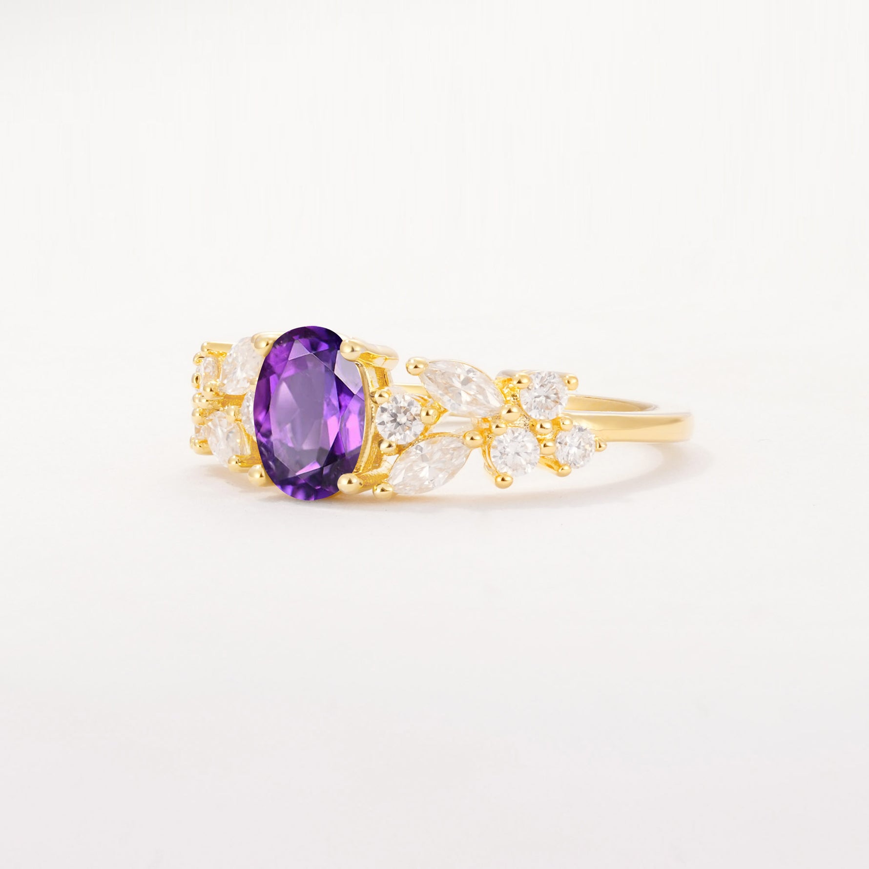 SR12948 Amethyst Ring - White-Gold