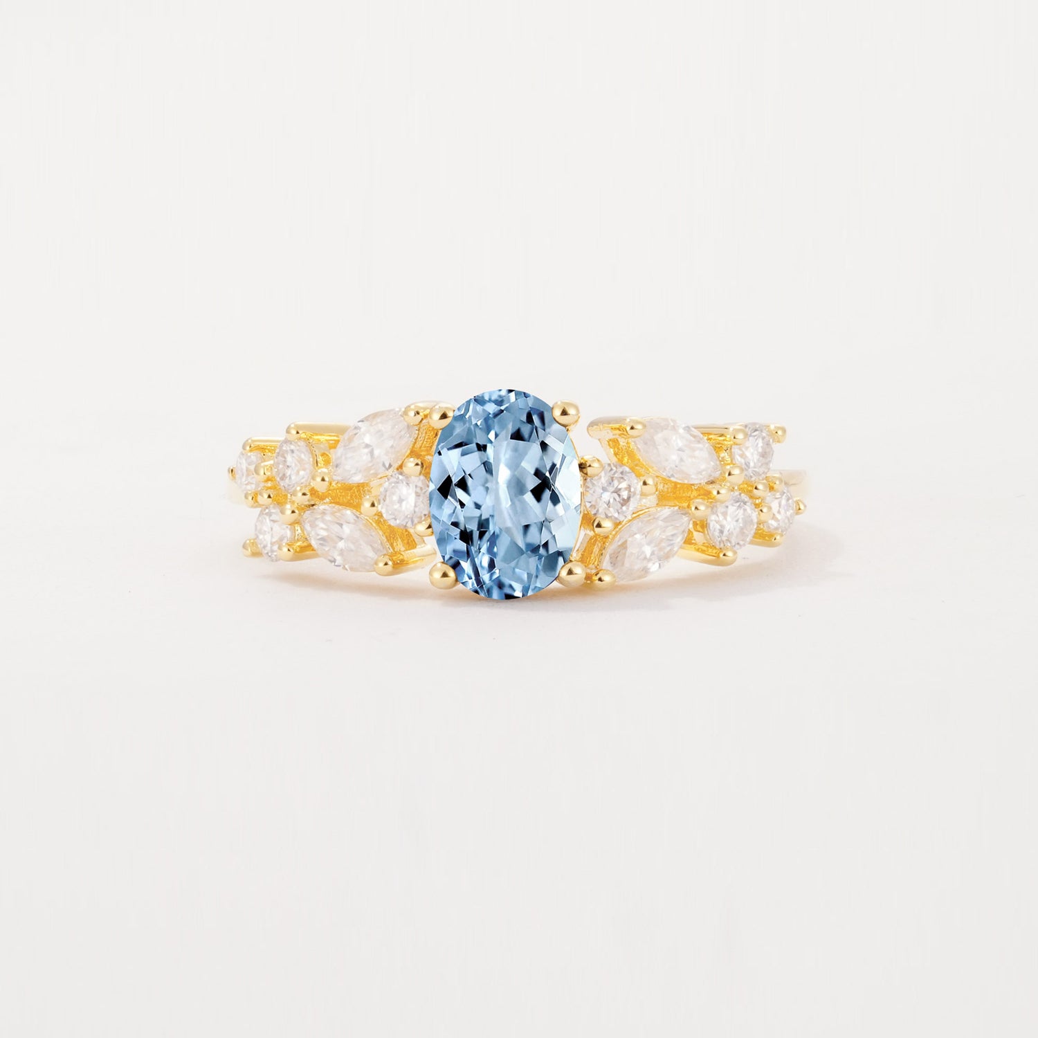 SR12948 Aquamarine Ring - Yellow-Gold