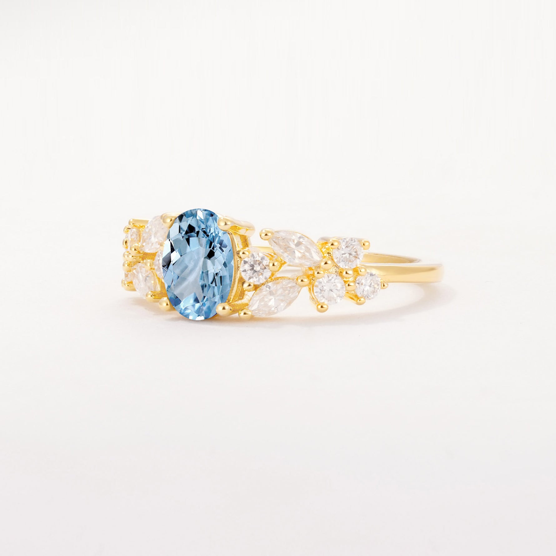 SR12948 Aquamarine Ring - White-Gold