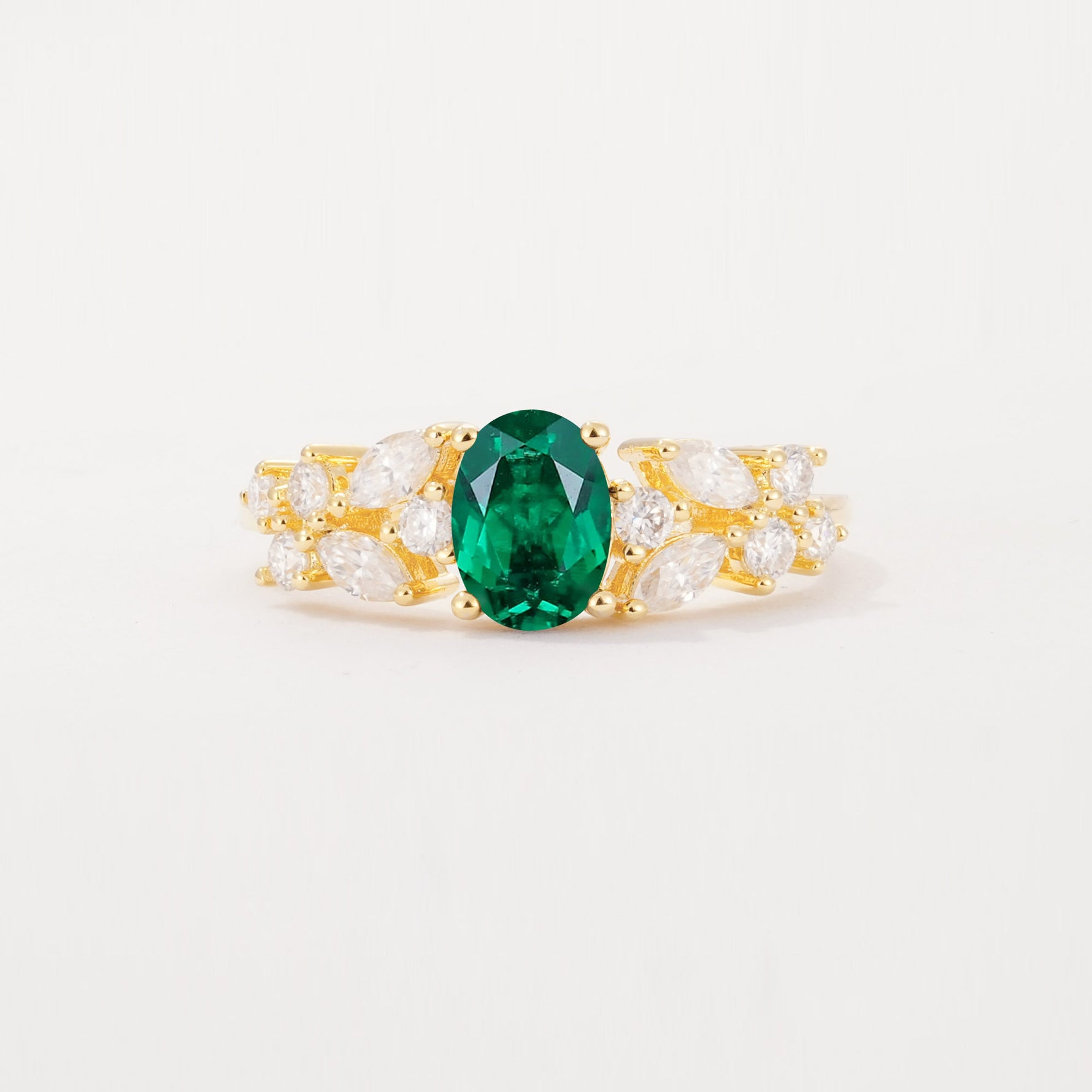 SR12948 Emerald Ring - Yellow-Gold