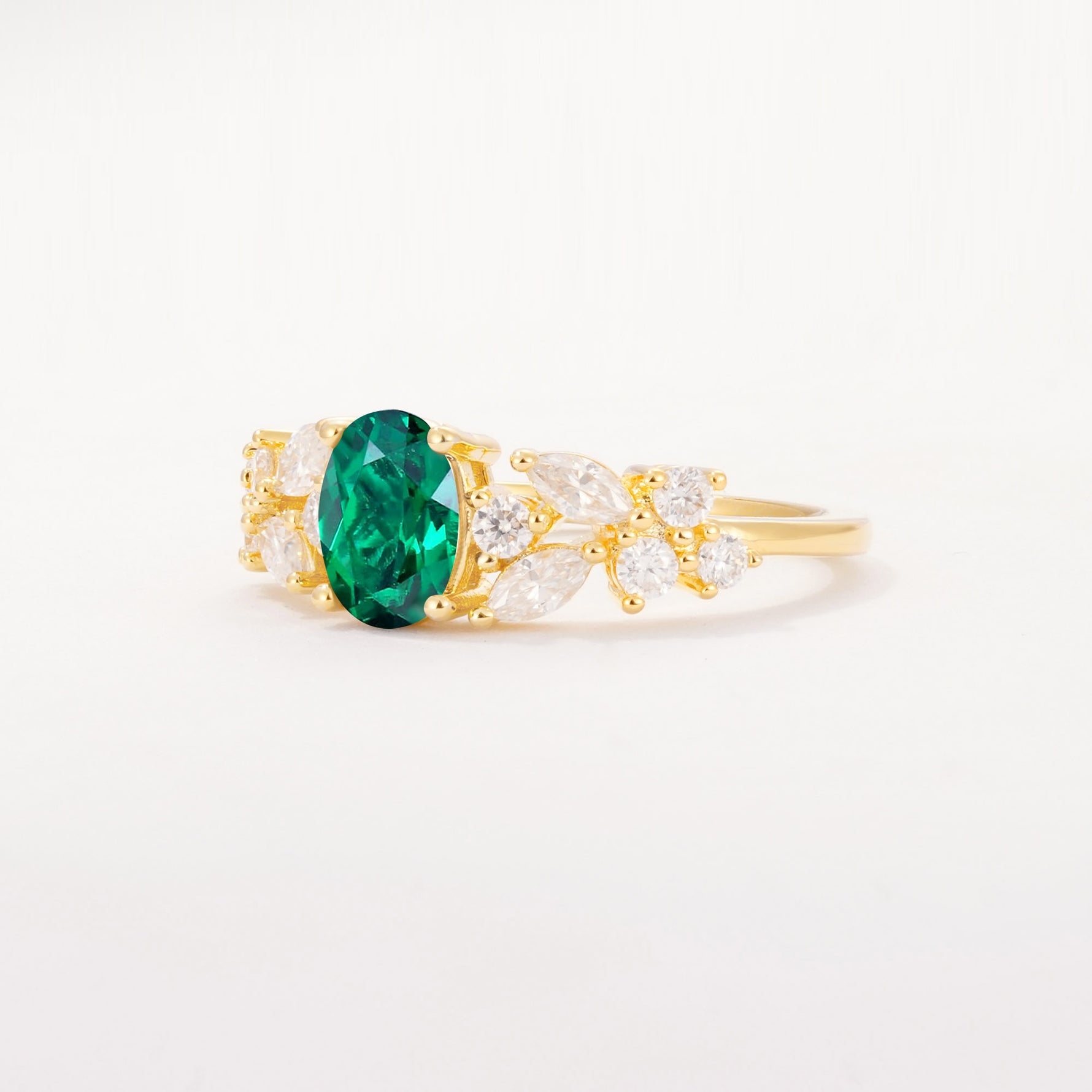 SR12948 Emerald Ring - White-Gold