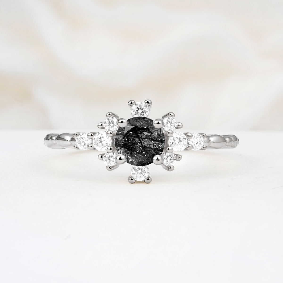 SR13123 Black Rutilated Quartz Ring - Additional view