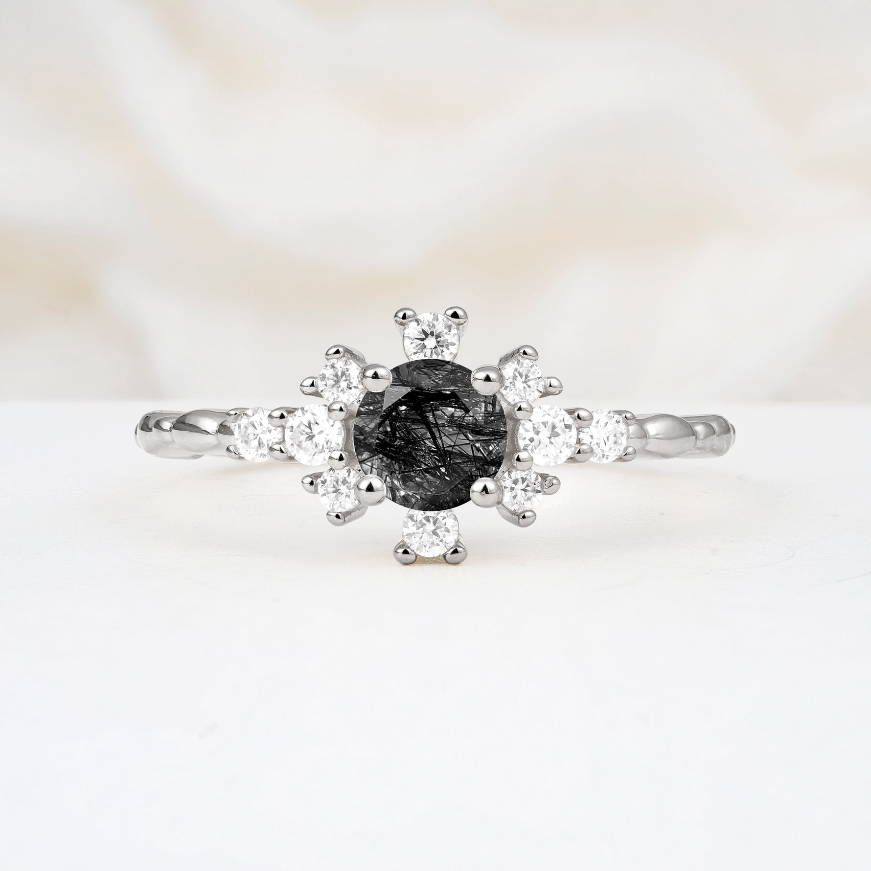 SR13123 Black Rutilated Quartz Ring - Additional view