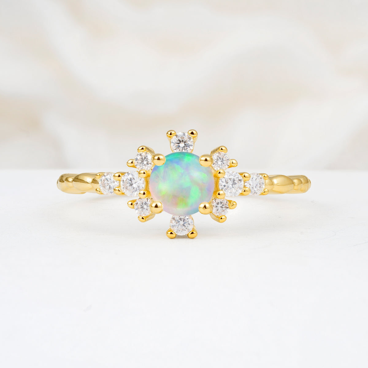 SR13123 Fire Opal Ring - Yellow-Gold