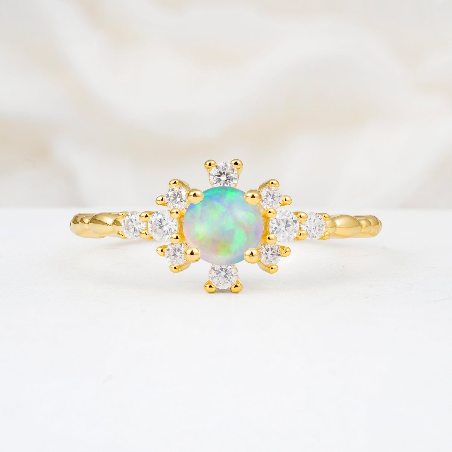 SR13123 Fire Opal Ring - Yellow-Gold