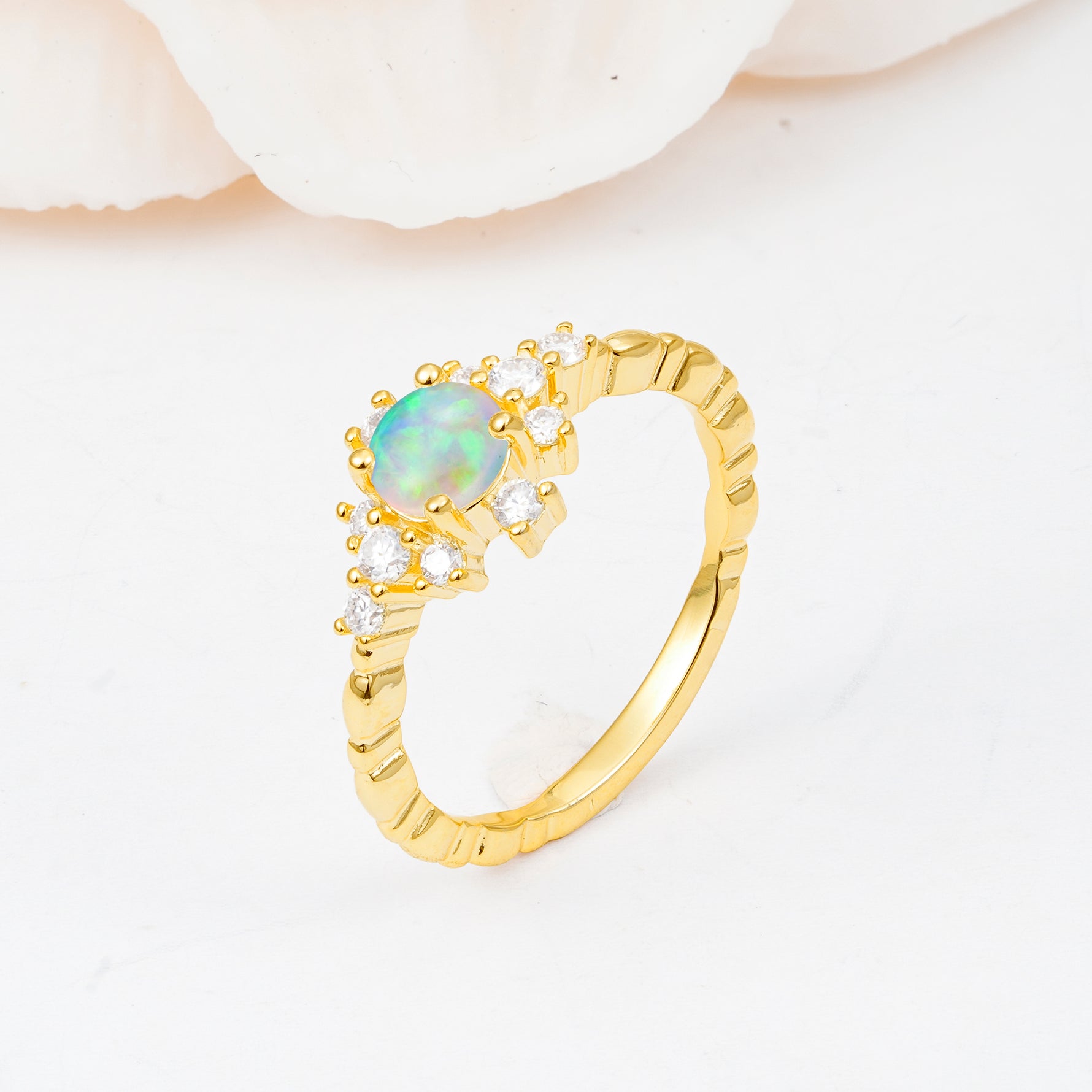 SR13123 Fire Opal Ring - White-Gold