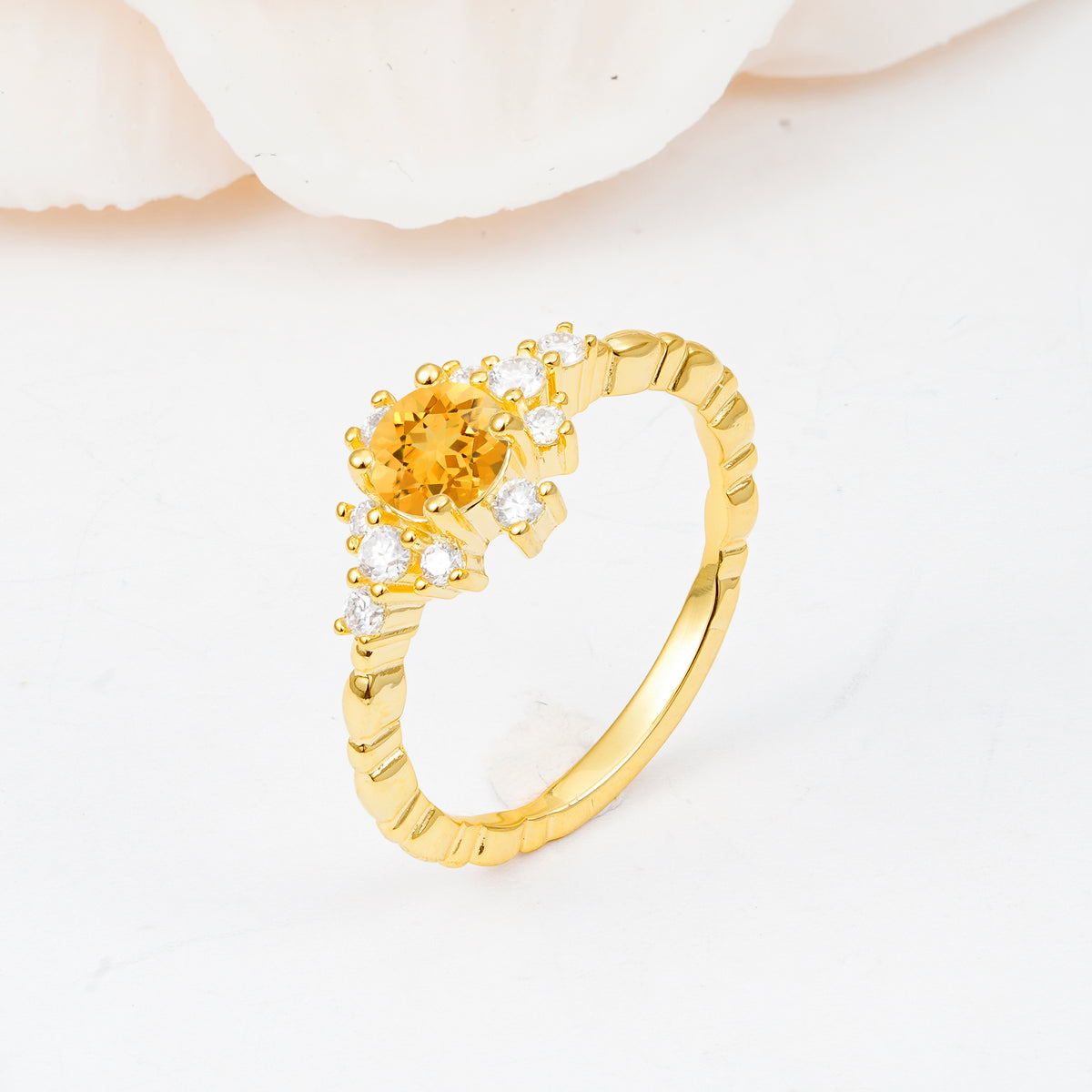 SR13123 Citrine Ring - White-Gold