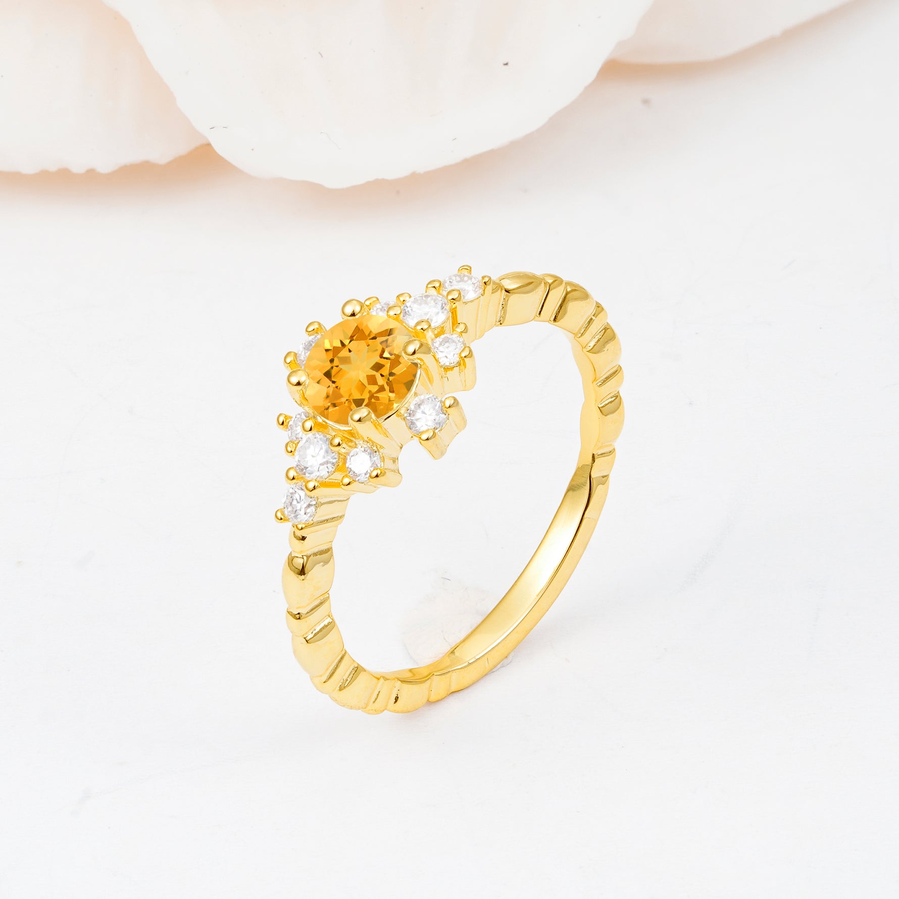 SR13123 Citrine Ring - White-Gold