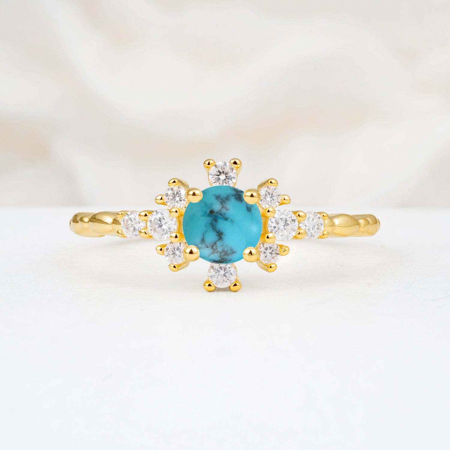 SR13123 Turquoise Ring - Yellow-Gold