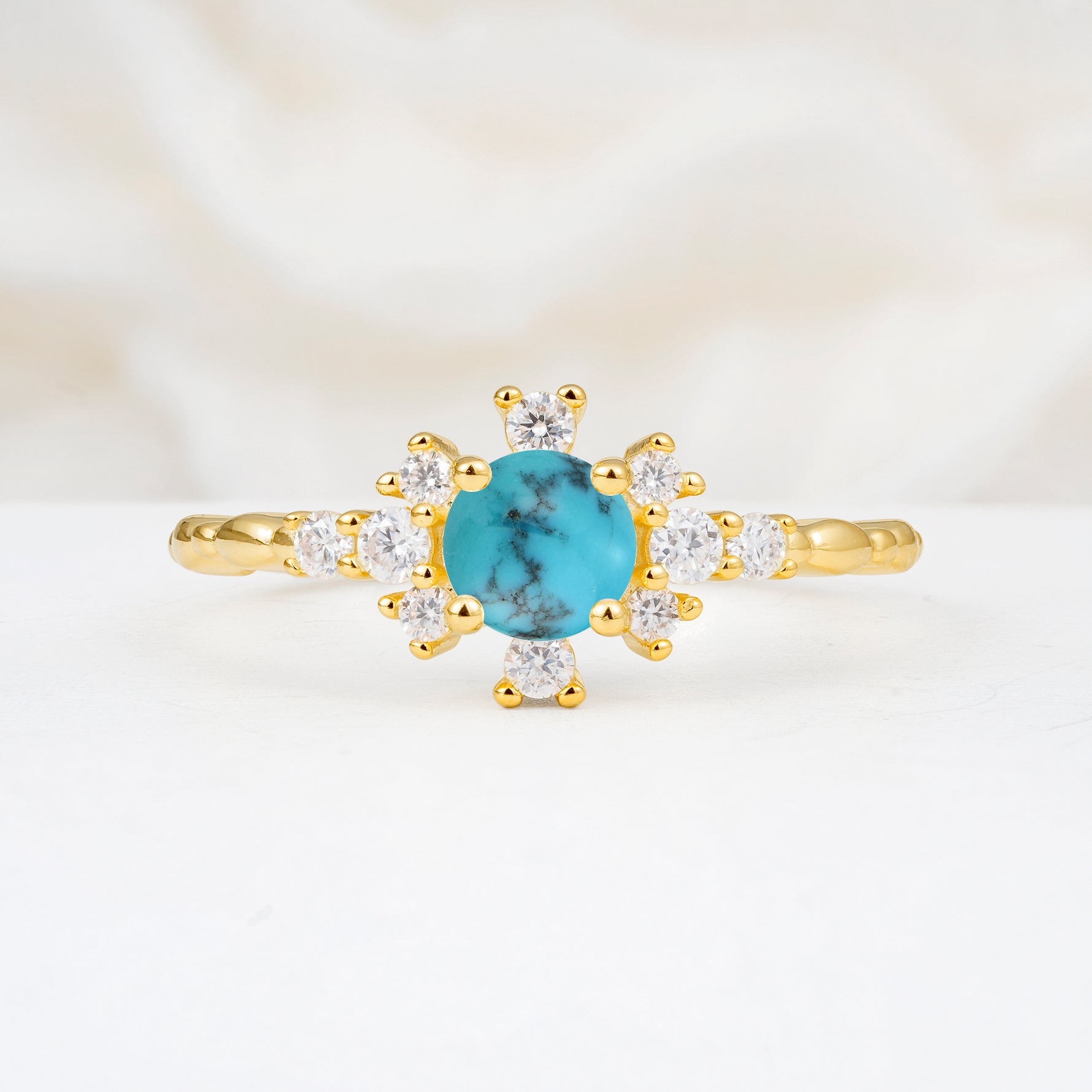 SR13123 Turquoise Ring - Yellow-Gold