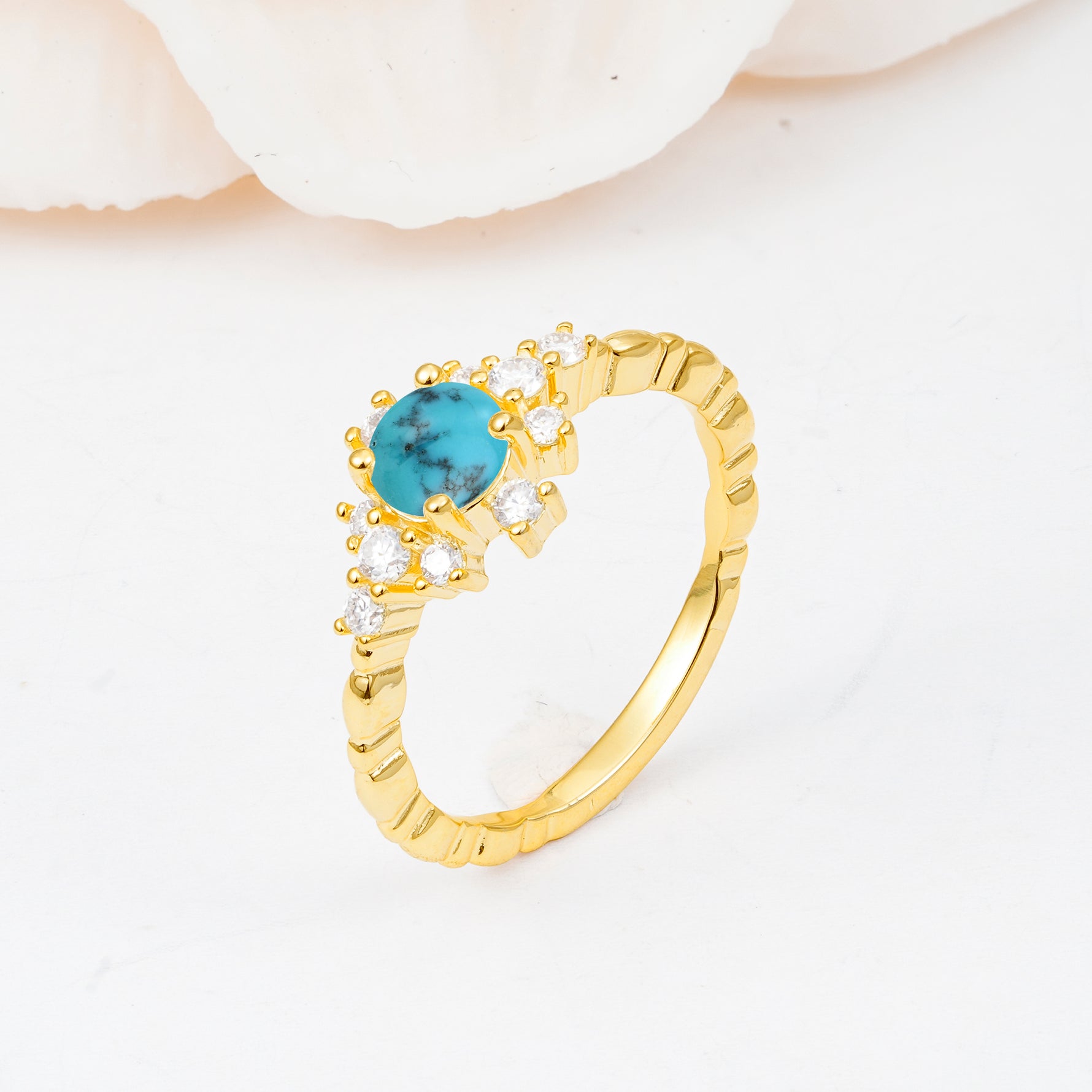 SR13123 Turquoise Ring - White-Gold