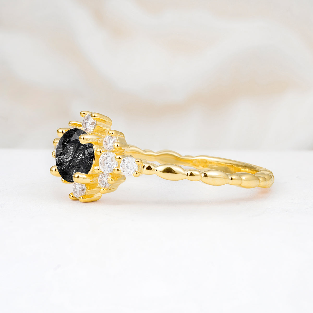SR13123 Black Rutilated Quartz Ring - Additional view