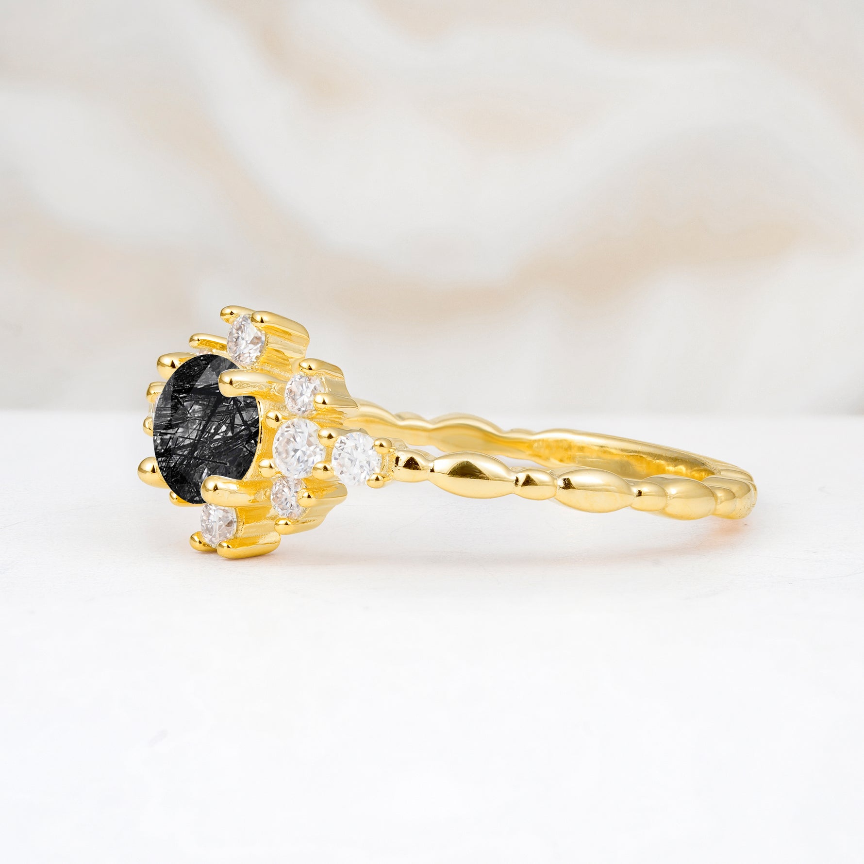 SR13123 Black Rutilated Quartz Ring - Additional view
