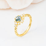 SR13123 Moss Agate Ring - White-Gold