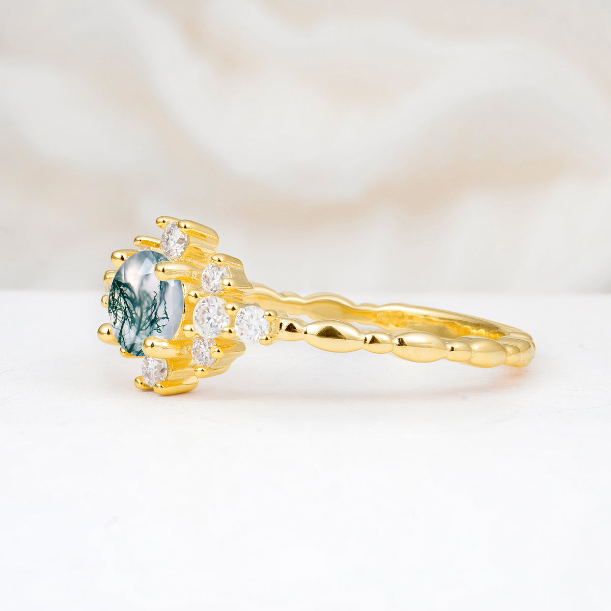 SR13123 Moss Agate Ring - Additional view