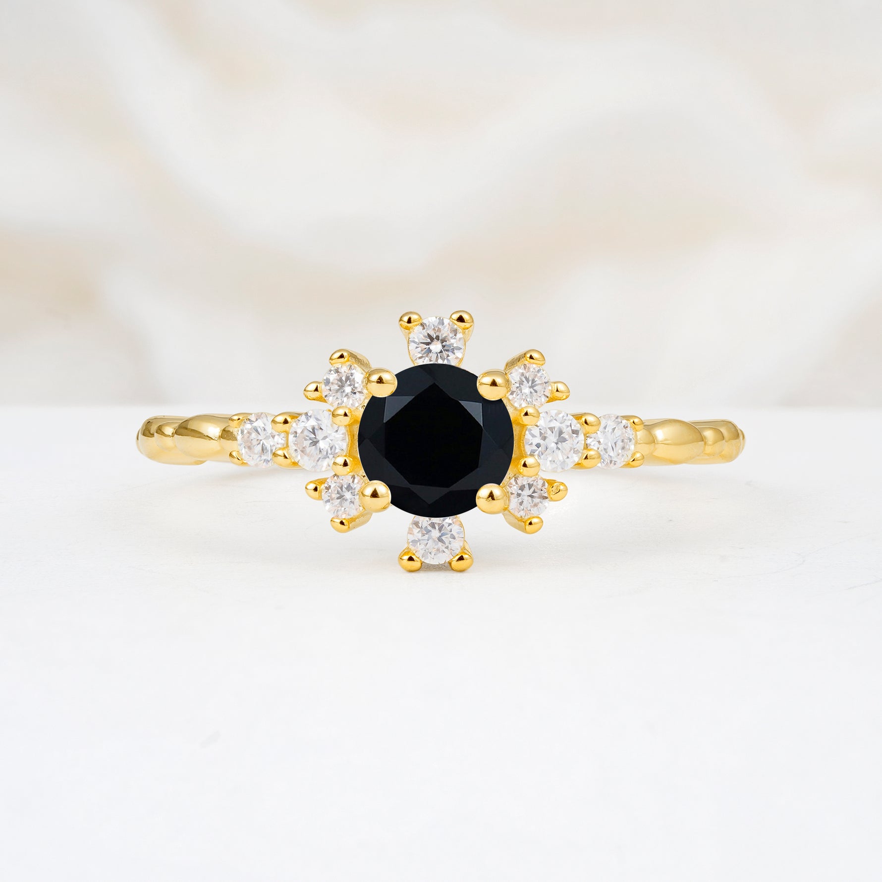 SR13123 Black Onyx Ring - Yellow-Gold