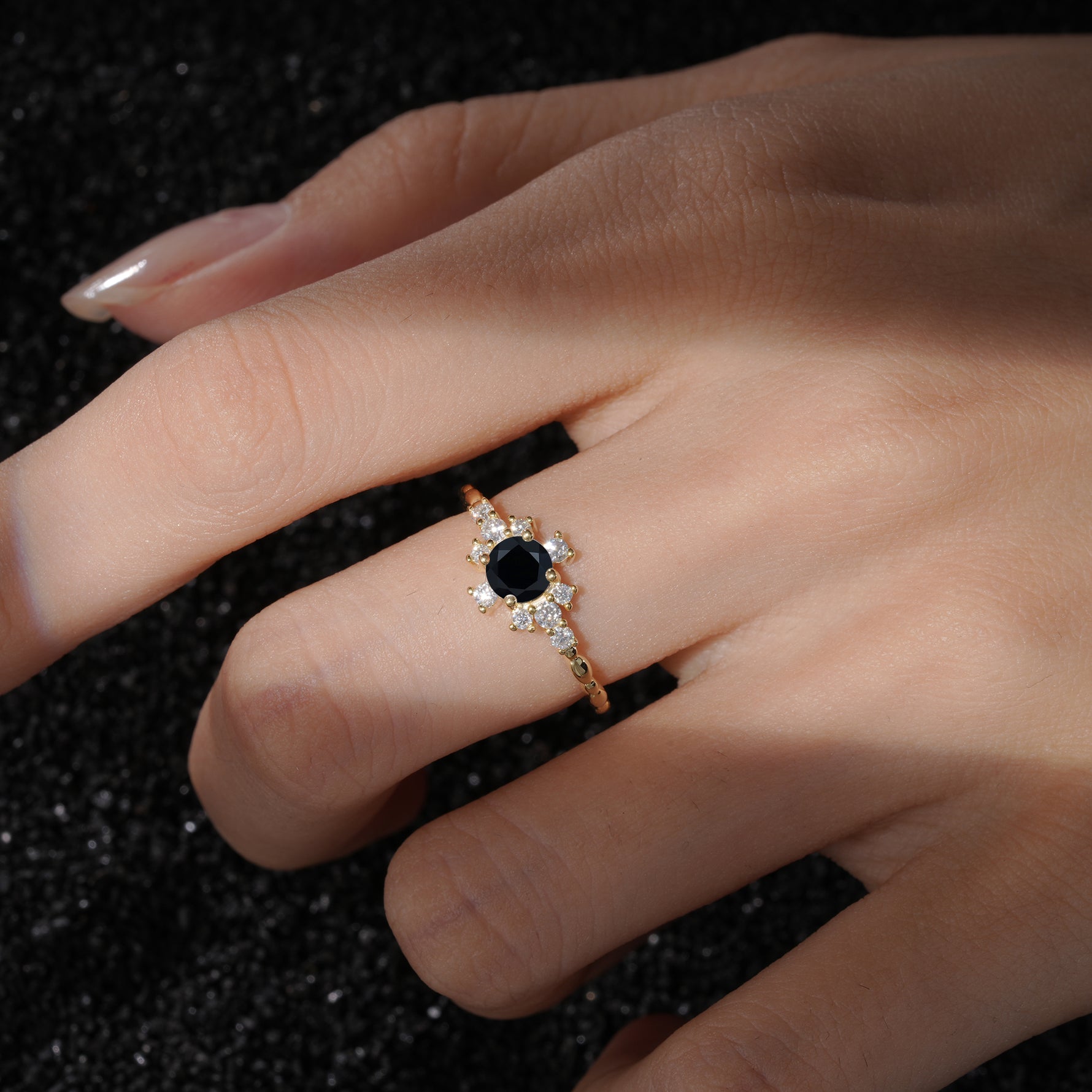 SR13123 Black Onyx Ring - Rose-Gold