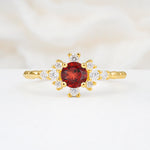 SR13123 Garnet Ring - Yellow-Gold