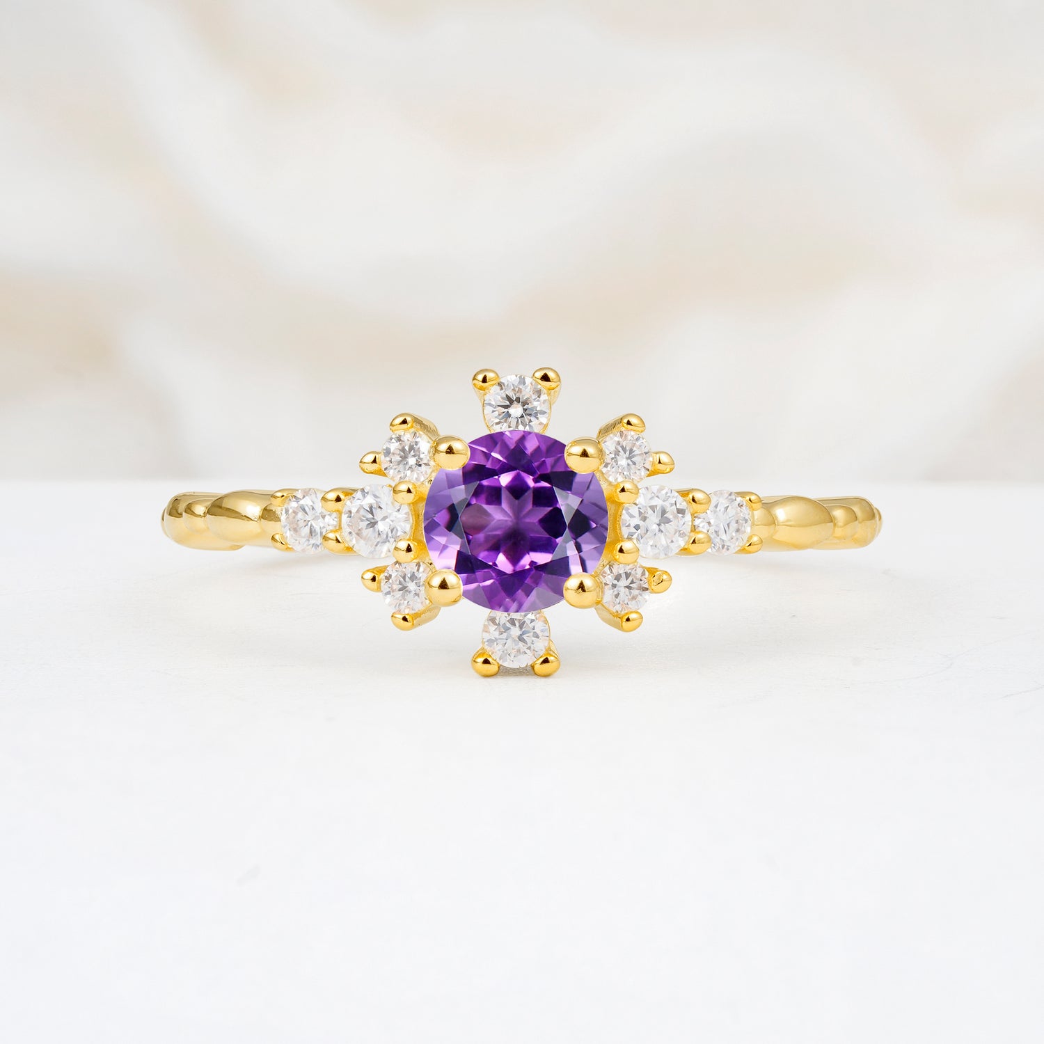 SR13123 Amethyst Ring - Yellow-Gold